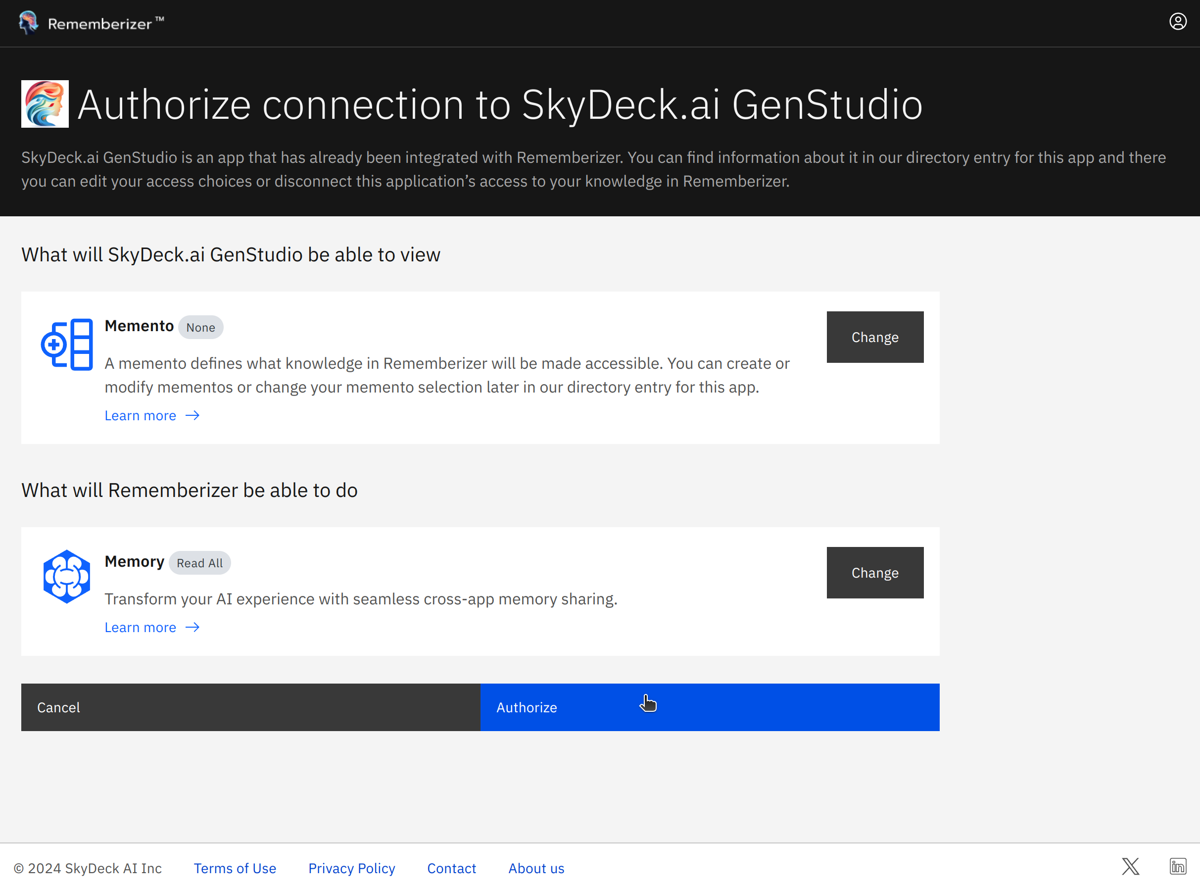 authorize rememberizer connection