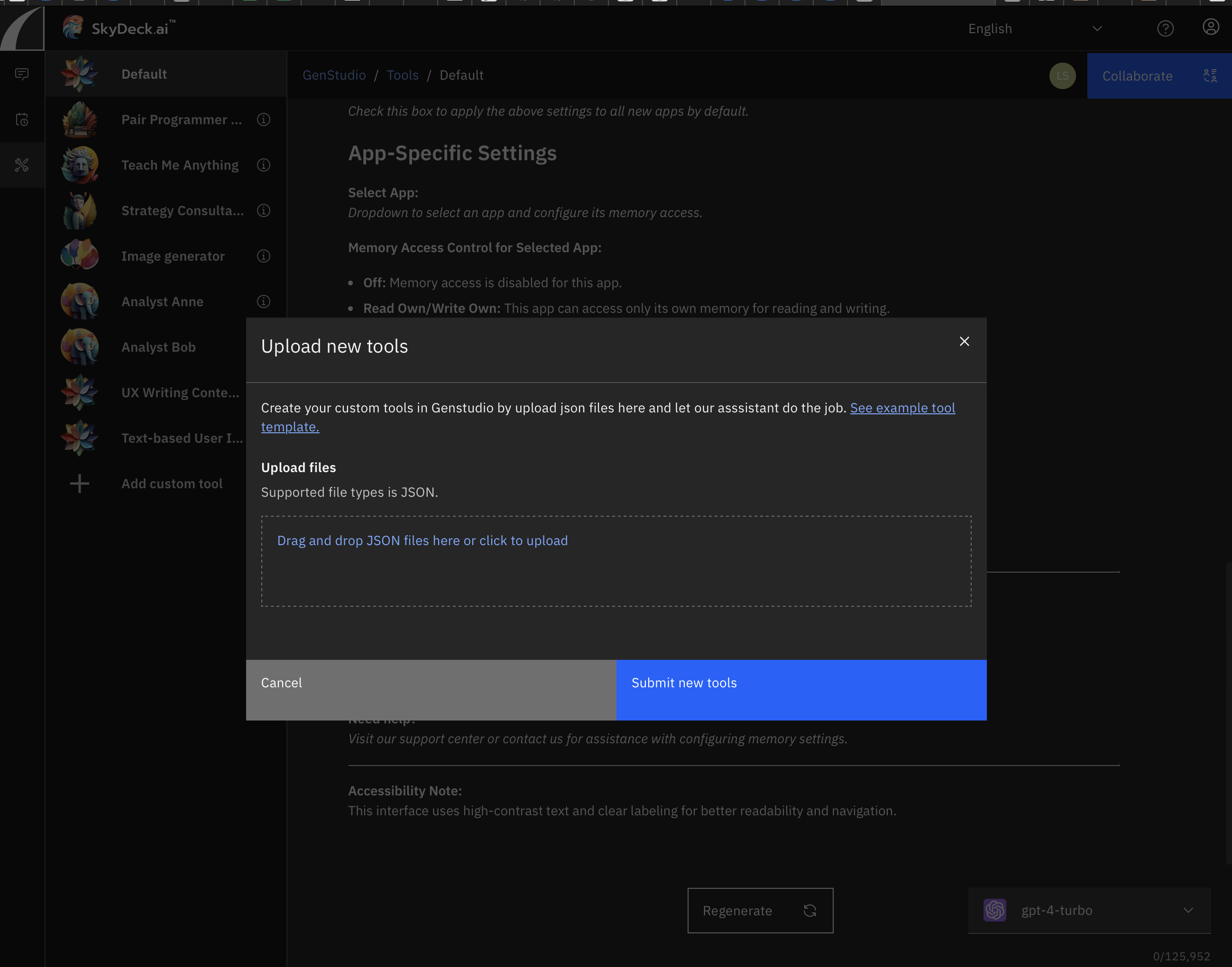 upload tilpasset værktøj