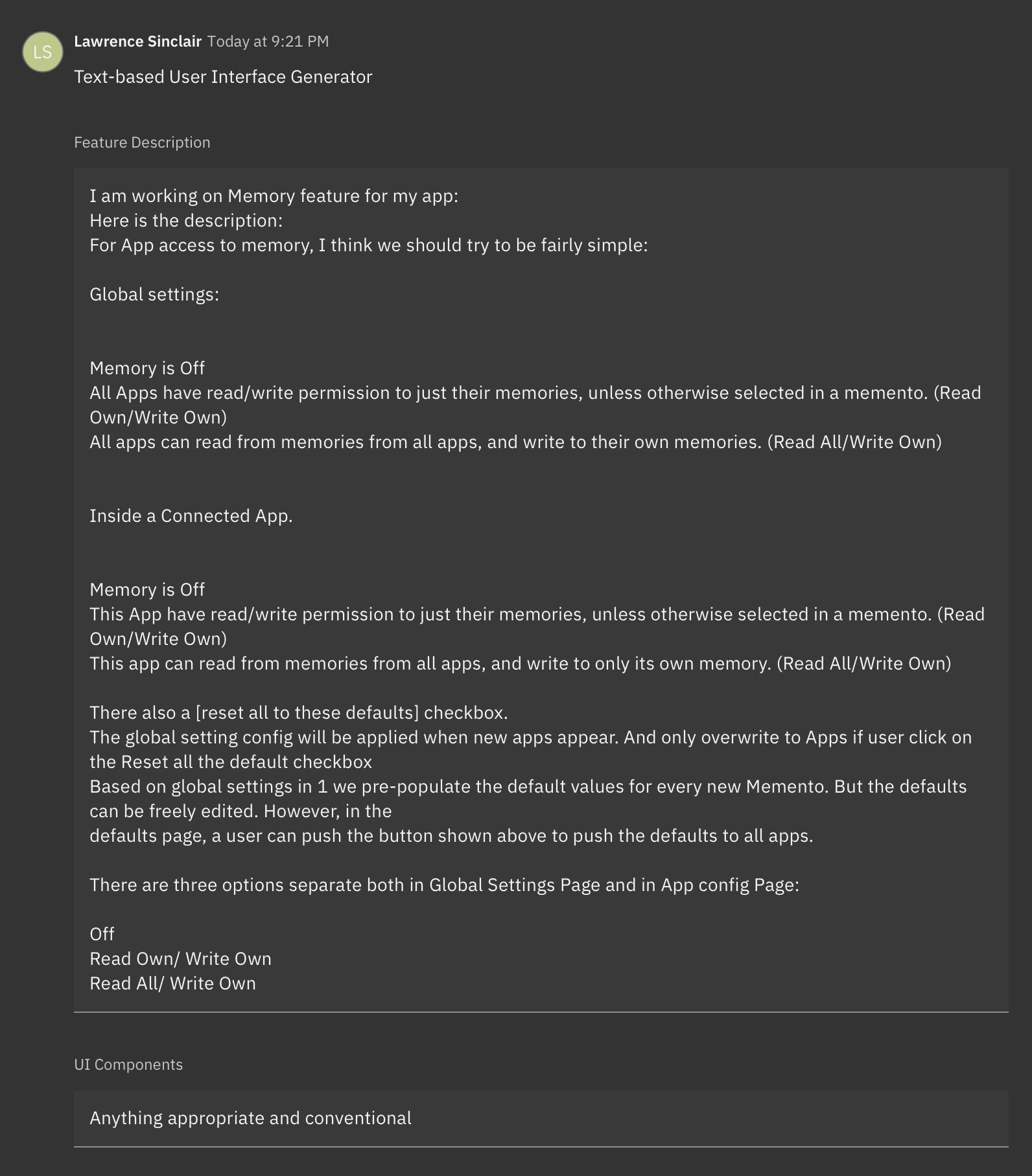 tekstbaseret UI-generator eksempelinput